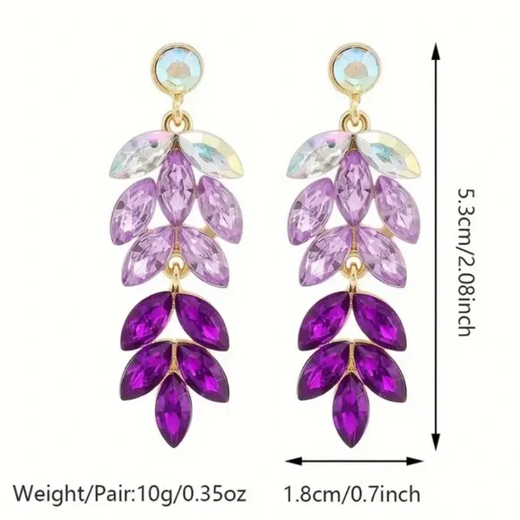 ✨Zara Ayla Purple Crystal Drop Earrings - Picture 4 of 6